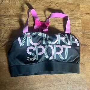 PINK Victoria's Secret Black and Pink Sports Bra